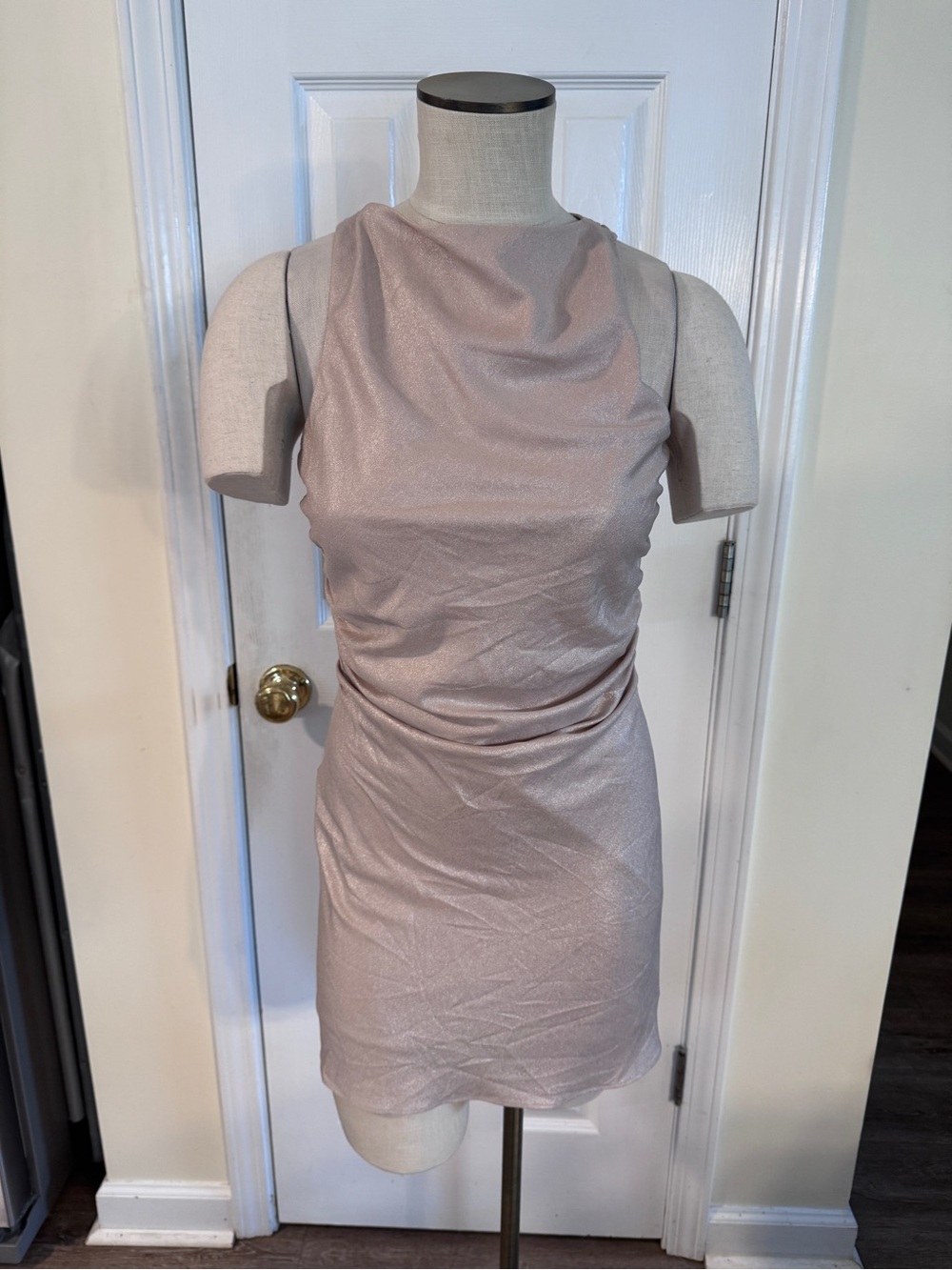 🌸 NWT Line & Dot Pearl Shimmer Open Back Cross Back Mini Dress XS Party Date